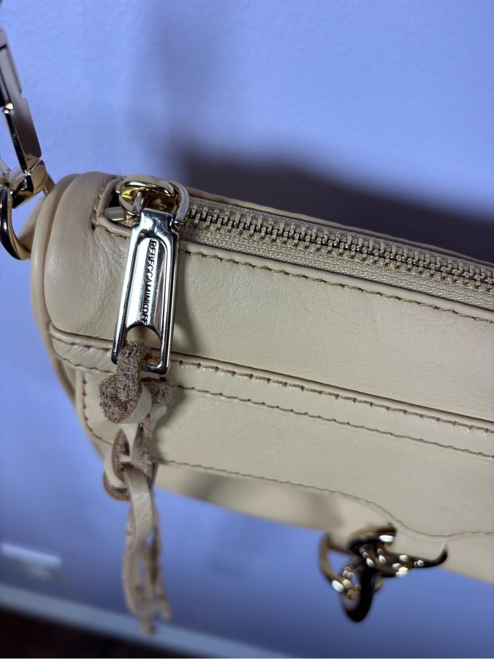 Rebecca Minkoff Beige Leather Mini MAC Crossbody with Chain Strap - Picture 8 of 9